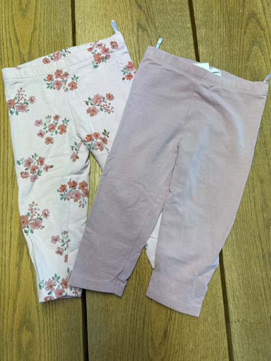 C&A Doppelpack Leggings Rosa/ rosa m. Blüten Gr. 80