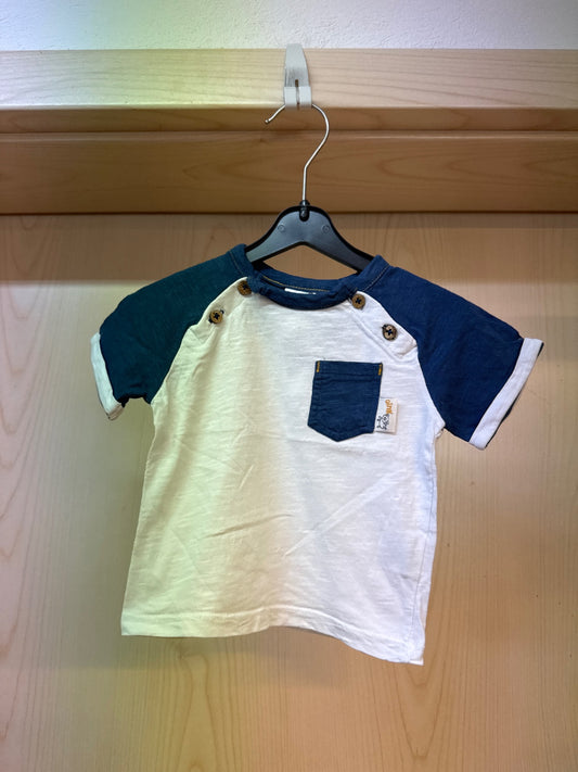 Gr.62 Topomini T-Shirt weiß/ dunkelblau