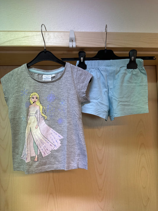 Disney kurzer zweiteiliger Schlafanzug grau m. Elsa/ hellblau Gr. 92