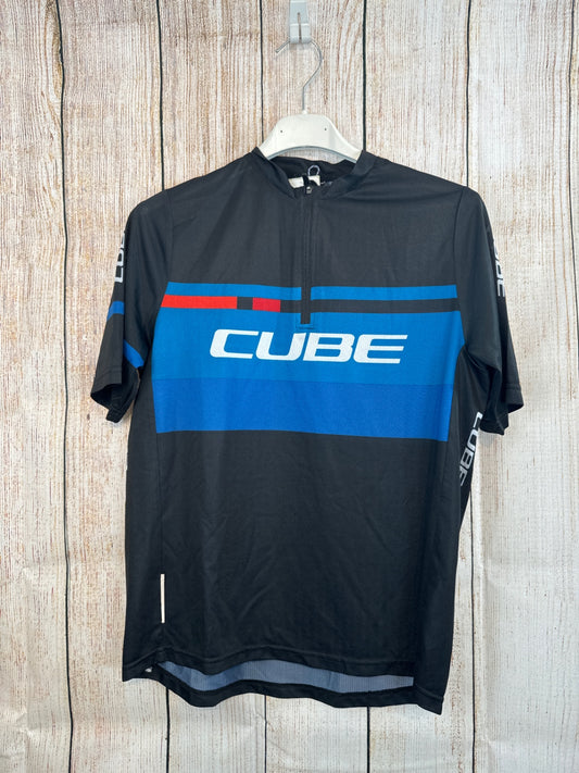 Cube Fahrradshirt schwarz/ blau m. weißer Schrift Gr. 158