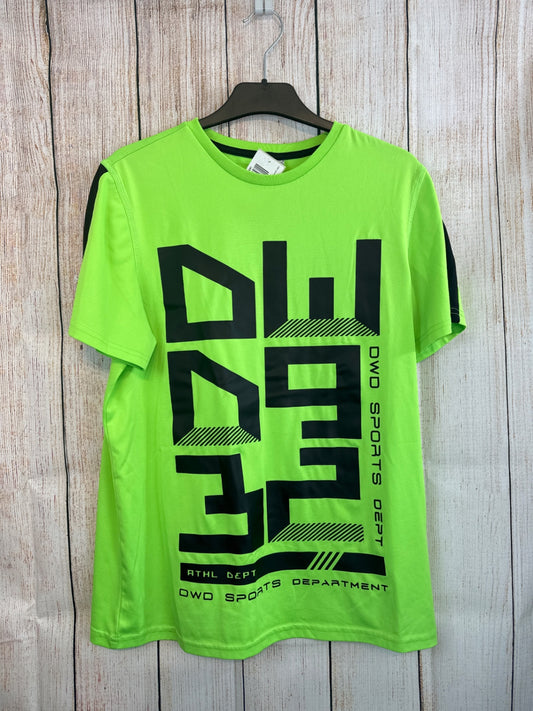 C&A Sport T-Shirt Neongrün m. schwarzer Schrift Gr. 176