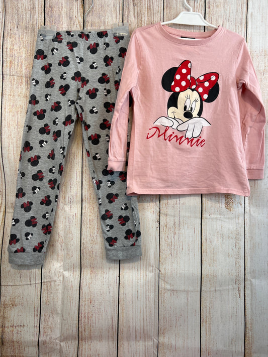 Disney zweiteiliger langer Schlafanzug rosa/ grau m. Minnie Gr. 122