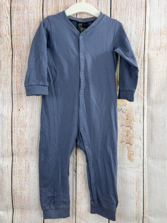 H&M langer einteiliger Schlafanzug Blau Gr. 86
