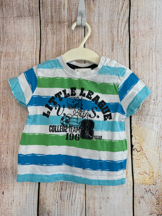 Topolino T-Shirt weiß/ hellblau/ hellgrün gestreift m. Druck Gr. 74