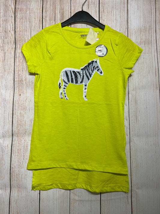 yigga T-Shirt Hellgrün m. Pailletten Zebra Gr. 146/152