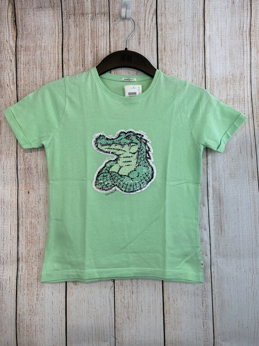Tom Tailor T-Shirt Hellgrün m. Pailletten Krokodil Gr. 128