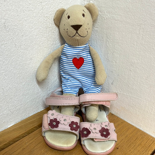 Mädchen Schuhe pink und rosa, kleine Blumen mit Klett von Bärenschuhe in Größe 21